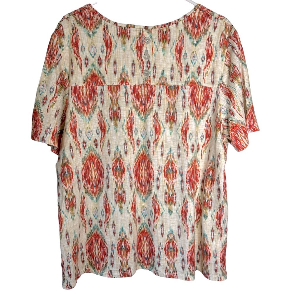 Chico’s Petite Ikat Button-Back Slub Tee Vanity Size 3/US XL #570308662 - Picture 6 of 12